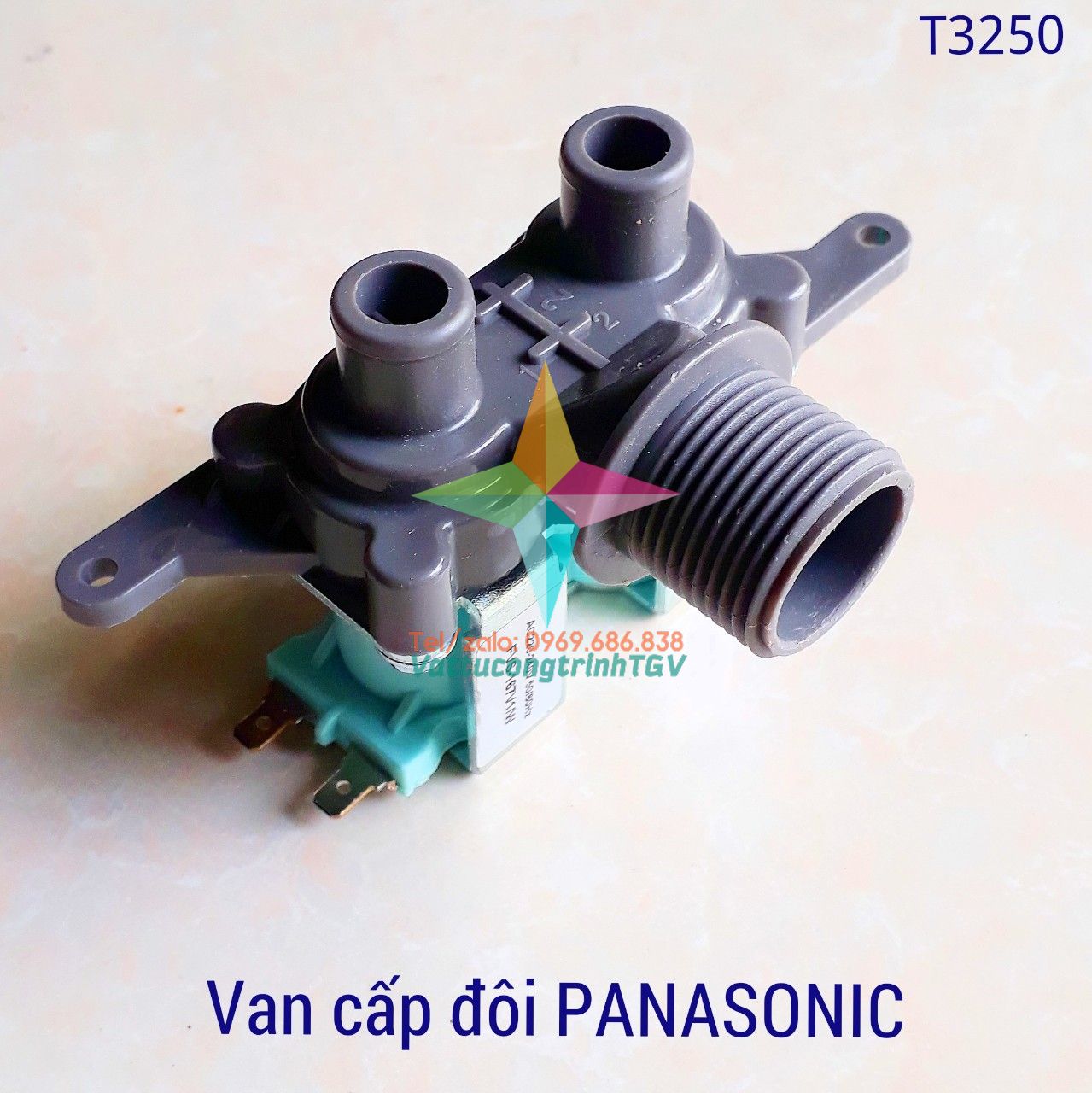 Van cấp nước đôi 2 chân có tai vít cho máy giặt panasonic