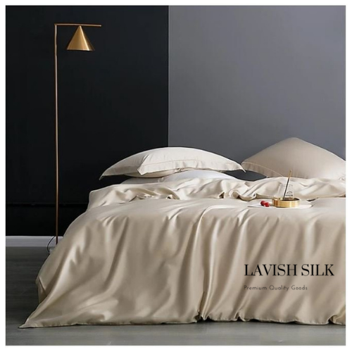 Trọn bộ chăn ga gối phi lụa lavish silk cao cấp mát lạnh hàng loại 1 -vàng kem