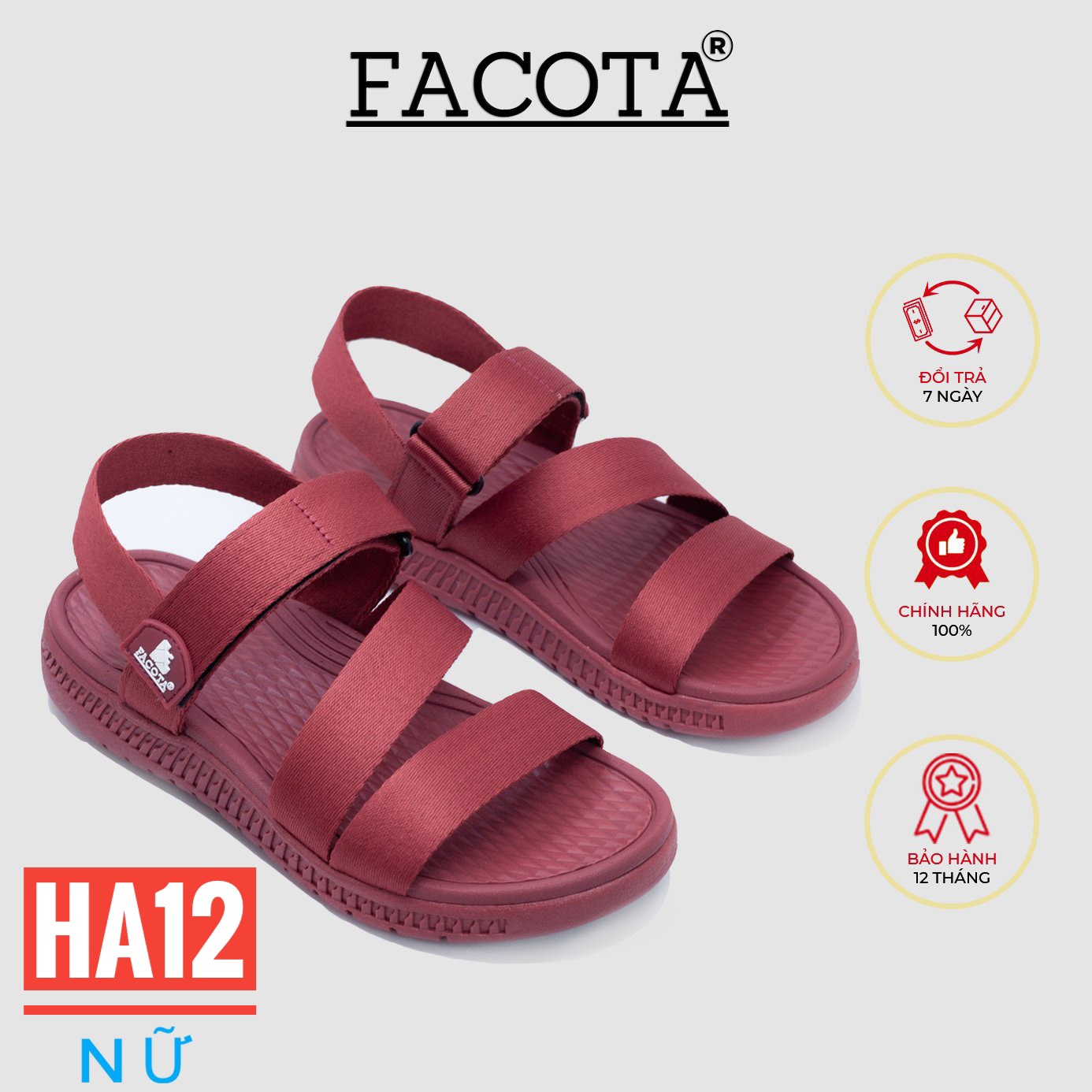 Giày sandal nữ Facota Sport HA12 chính hãng sandal nữ quai dù sandal nữ đi