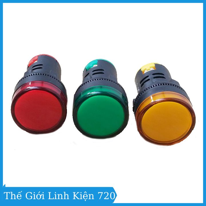 Đèn Báo Nguồn 220VAC 16mm màu đỏ/vàng/xanh