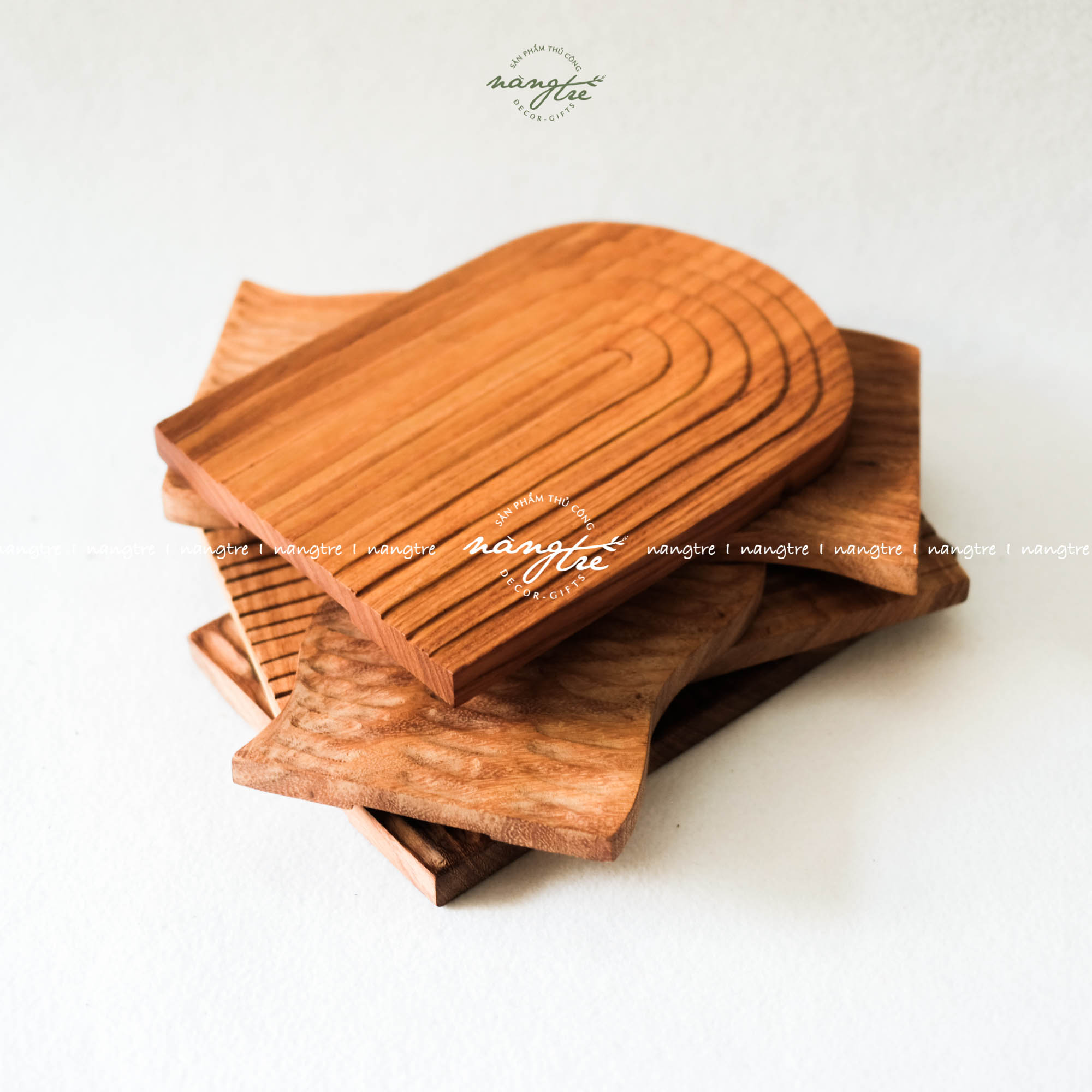 Khay thớt gỗ đỏ trang trí,decor