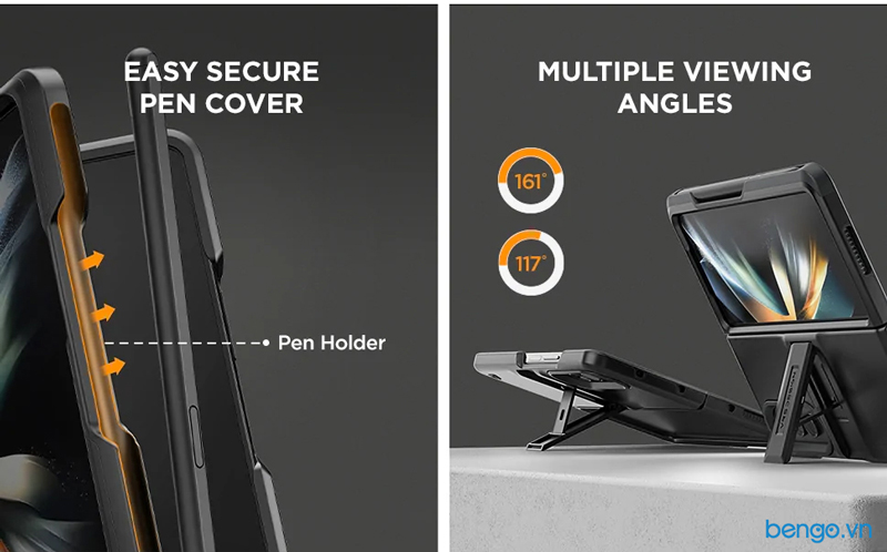 Ốp Lưng Samsung Galaxy Z Fold 4 5G VRS Design Quick Stand Modern Pro - Đen