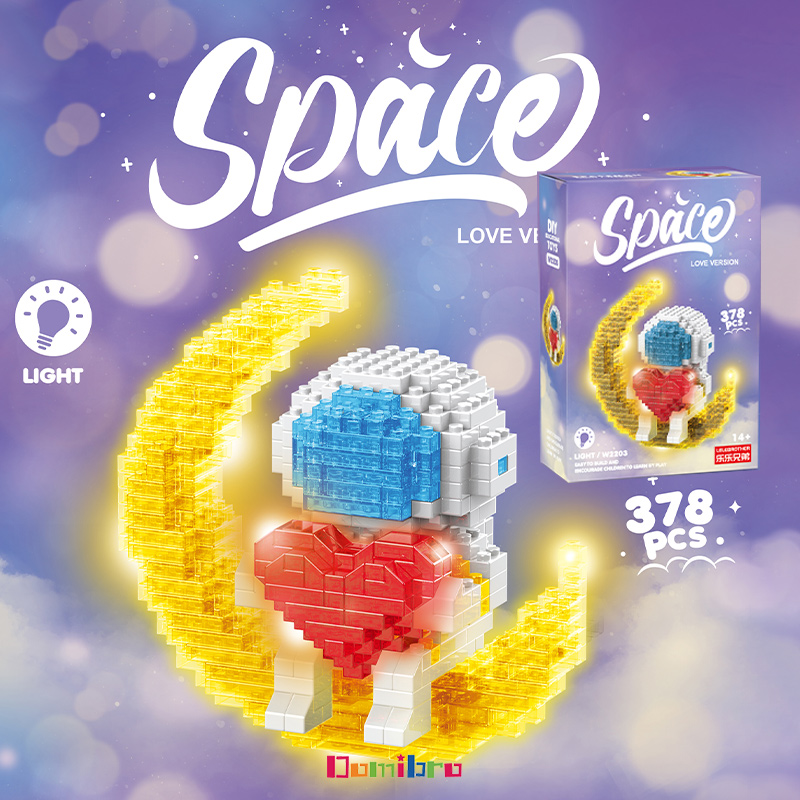 Mô hình phi hành gia có đèn Lego Space bricks, đồ chơi lắp ráp Phi Hành Gia 3D Có Đèn