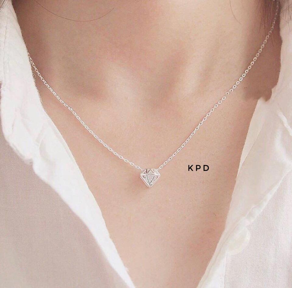 Dây chuyền và mặt kim cương 3D bằng bạc