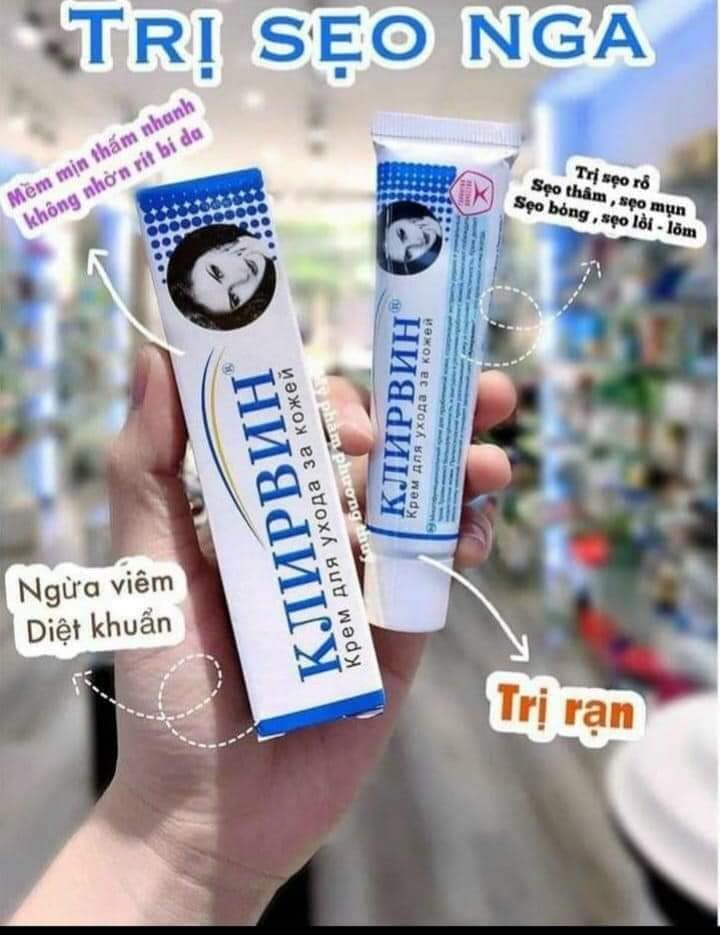 Kem trị sẹo thâm mụn Nga Klirvin 25g kem trị sẹo lồi, sẹo lõm hiệu quả