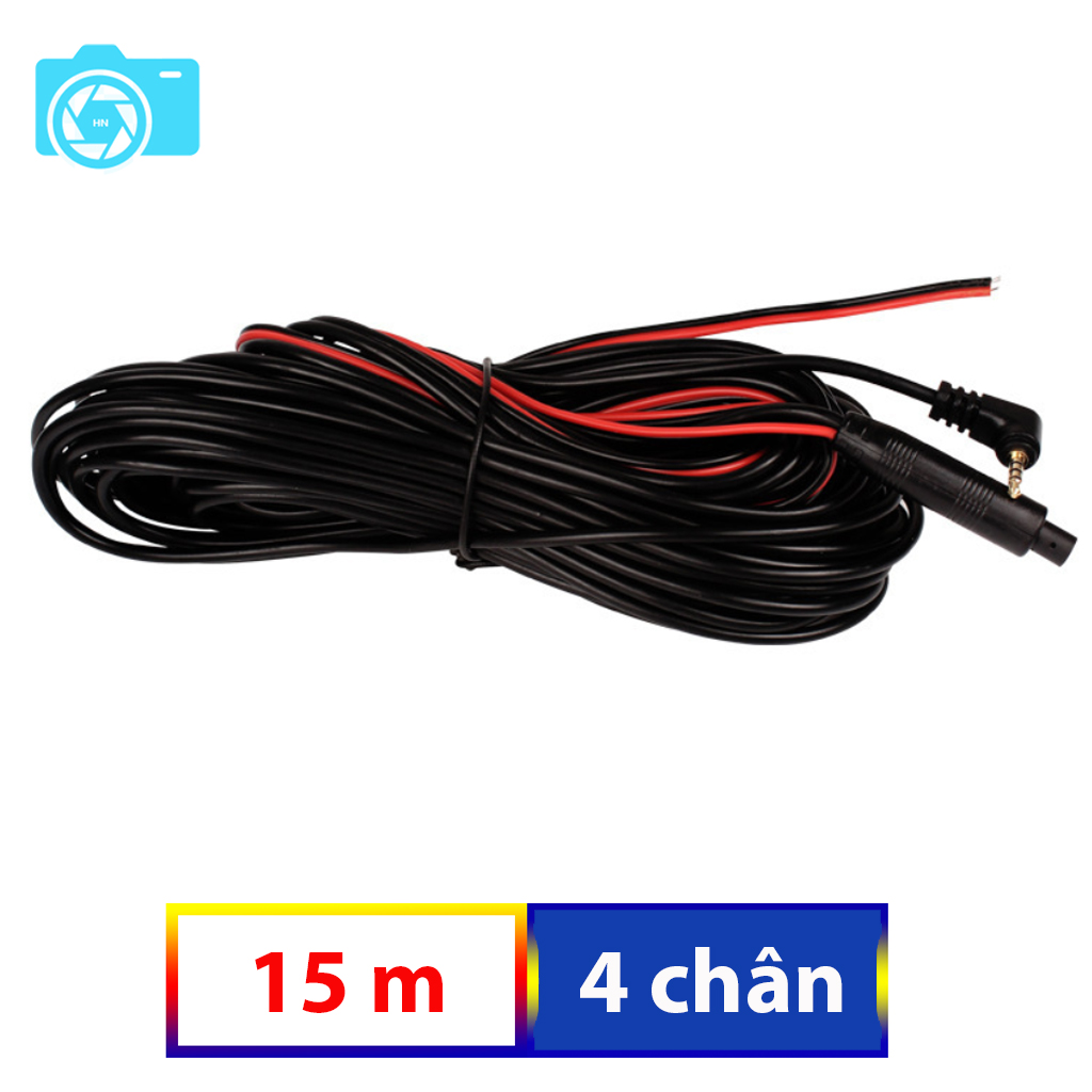 Dây cho camera lùi, kết nối với camera hành trình, 4 chân, jack 2.5mm, dài 15m