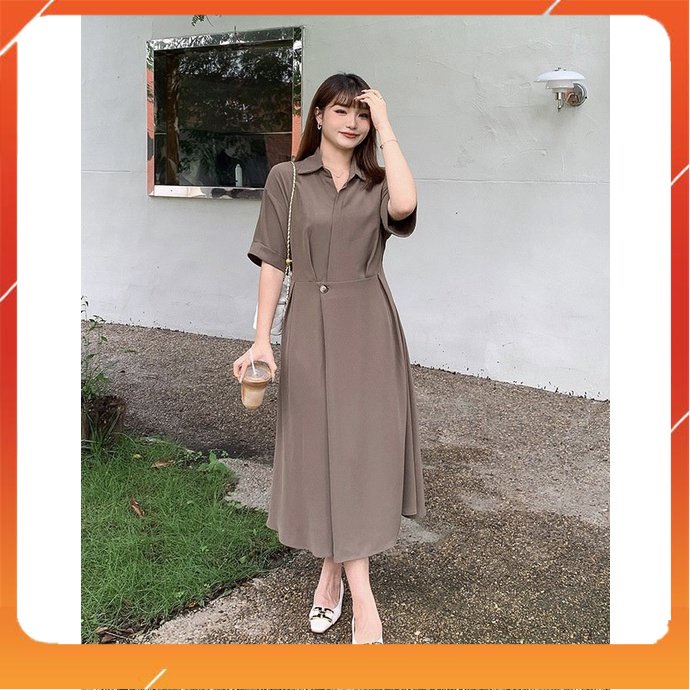 Đầm Big Size (50KG-95KG) Dáng Dài Cúc Eo Form Xòe