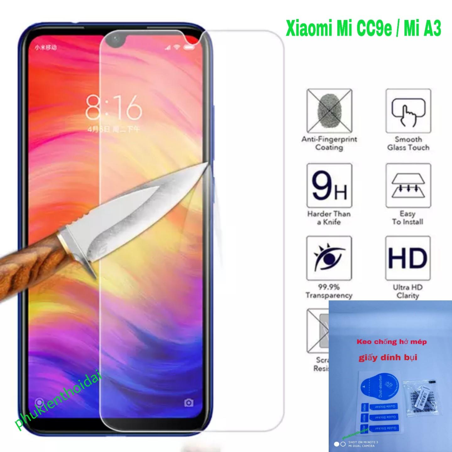 Kính cường lực Xiaomi Mi A3 / Mi CC9e loại tốt trong suốt không full màn ( tặng keo mép )