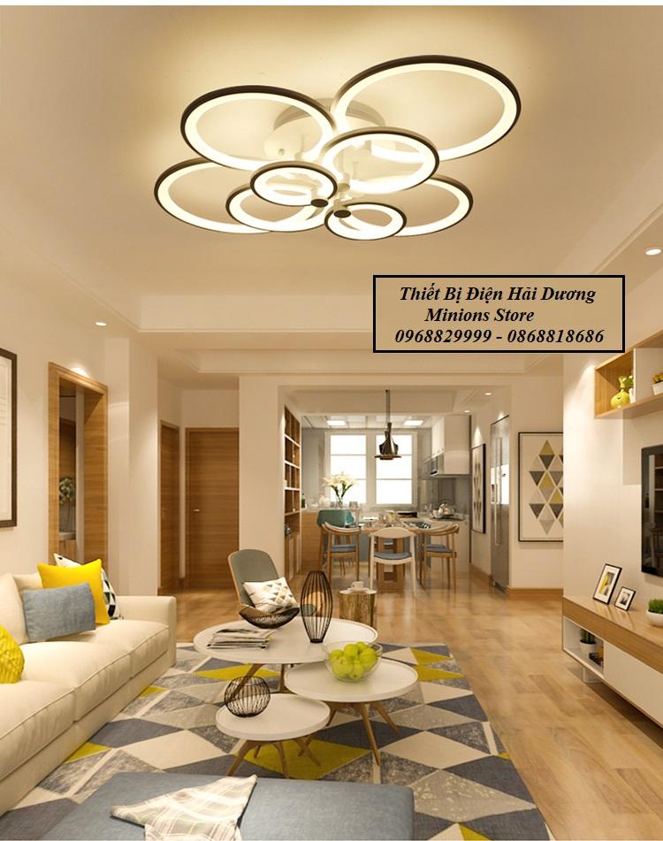 Đèn LED ốp trần Decor hình khối tròn 3 chế độ ánh sáng Có điều khiển NT030