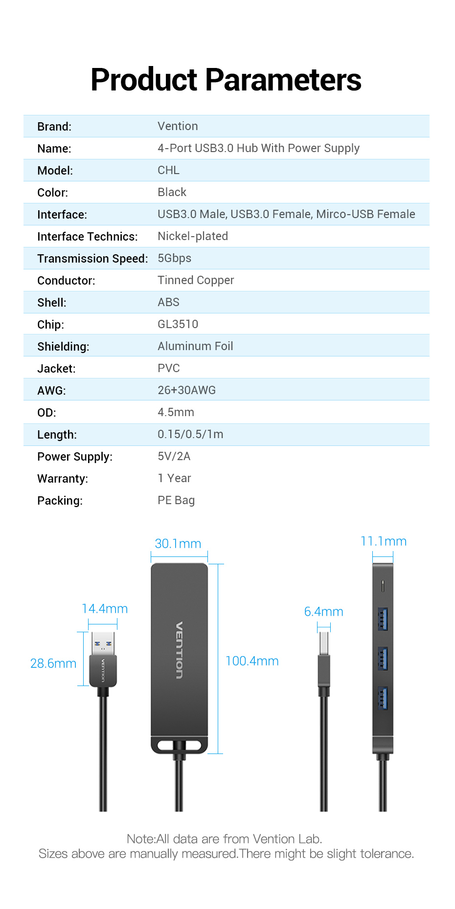 Bộ chia, HUB USB 4 cổng USB 3.0 Vention dài 0,5m