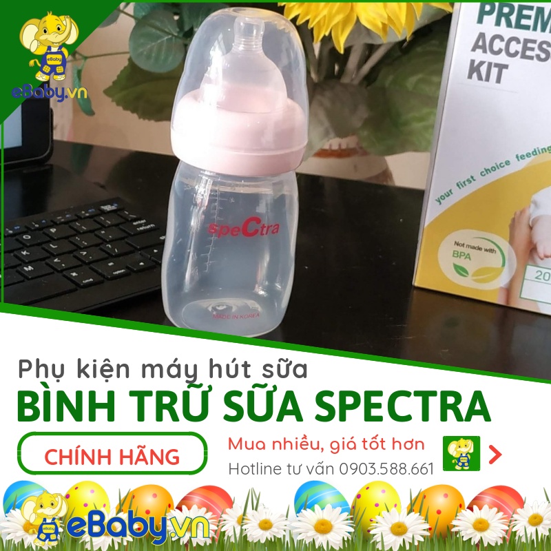 Phụ kiện máy hút sữa Spectra (bình sữa, nắp chặn sữa, van một chiều, ống dây)