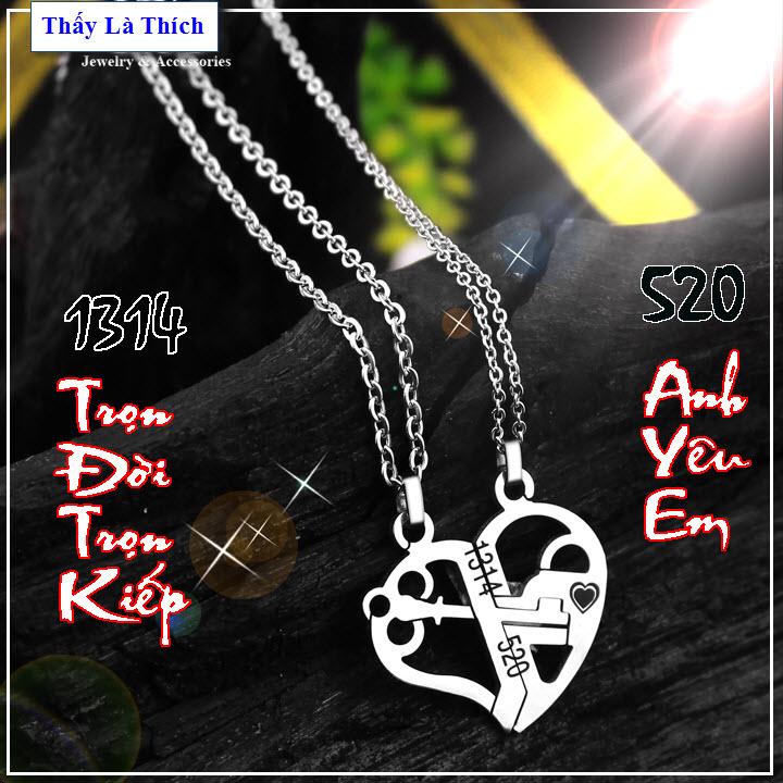 Necklaces couple stainless steel key shape and heart carved number 1314 / 520 White (2 wire + Face as picture)-price for sale as above is 1 pair as picture