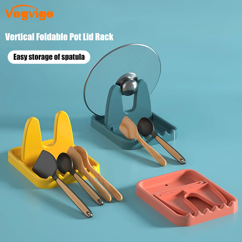 1Pc Household Vertical Foldable Lid Rack Plastic Desktop Multi-Function Kitchen Rack Soup Spoon Spatula Storage Rack