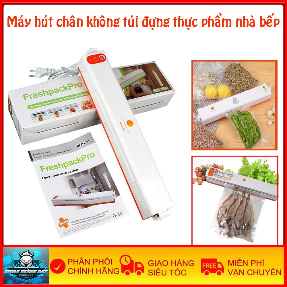 Máy hút chân không bảo quản thực phẩm freshpackpro, tặng 10 túi - hút chân không túi đựng kiêm hàn miệng túi - bảo hành 6 tháng
