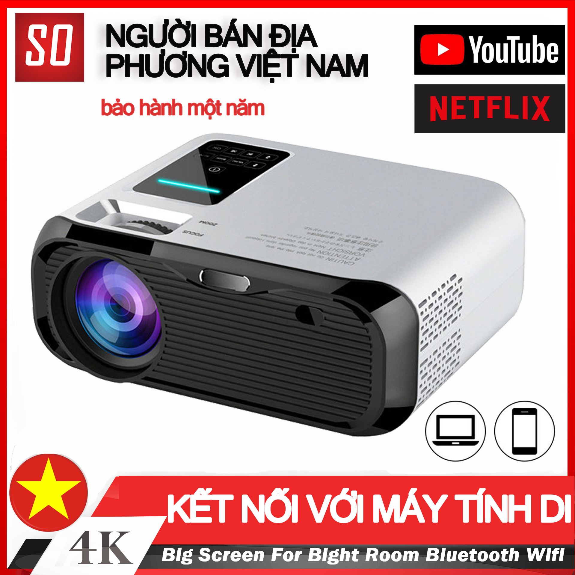 Người bán địa phương Việt Nam K8 4K Máy Chiếu Phản Chiếu Cho Điện Thoại Di Động Máy Chiếu Tivi Máy Chiếu Màn Hình Gương Không Dây Máy Chiếu Phim