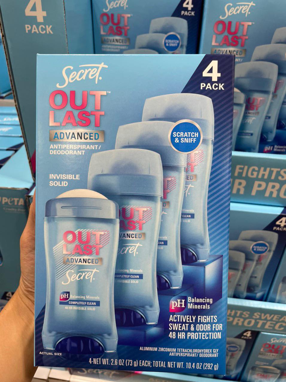 Lăn Khử Mùi Cân Bằng PH 48h Secret Outlast Advanced Invisible Solid Dạng Sáp