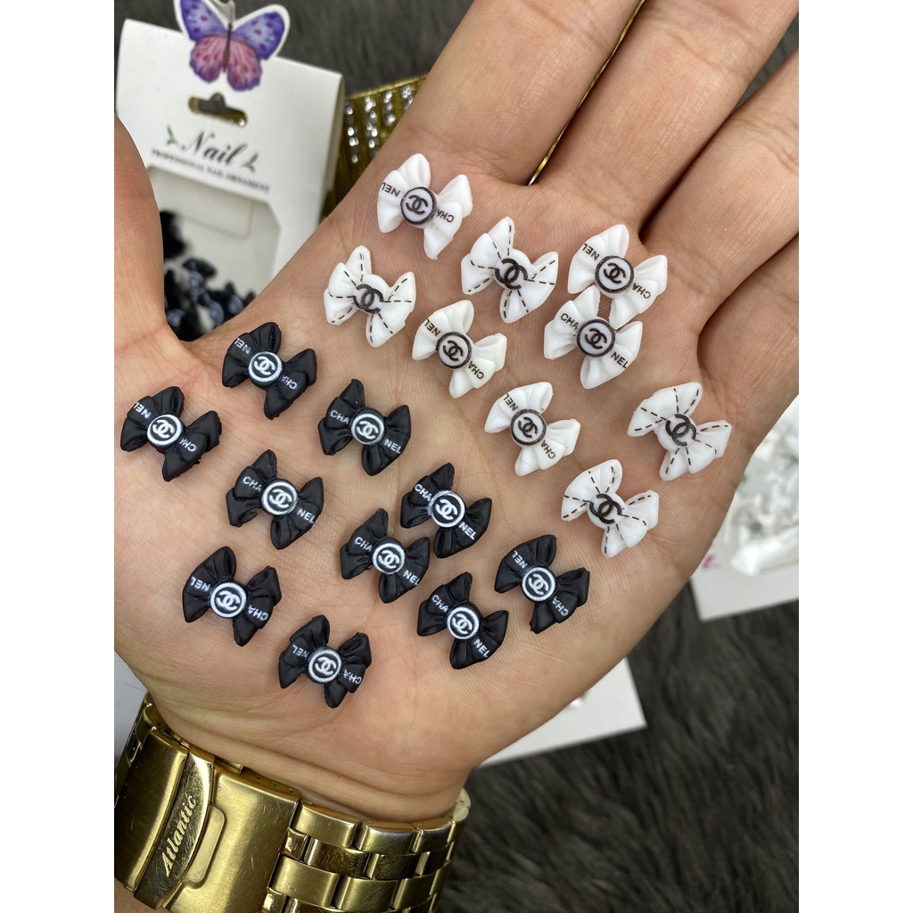 tách lẻ 1 cái - charm nơ chanel gắn móng
