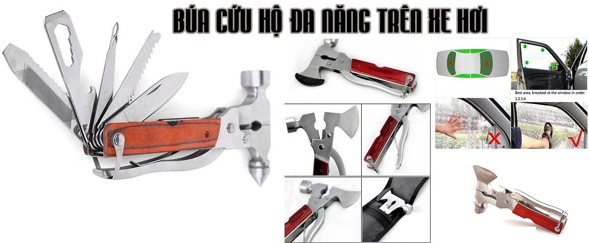 Freeship - Búa cứu hộ xe hơi dụng cụ tiện ích cho gia đình bạn, búa đa năng 7 in 1