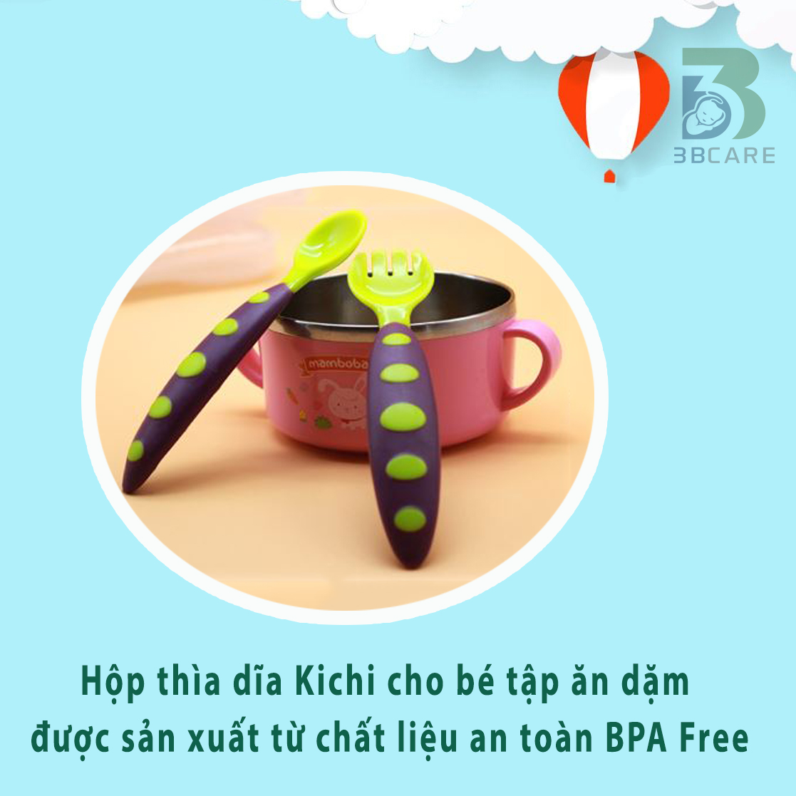 Bộ thìa dĩa tập ăn dặm Kichi cho bé