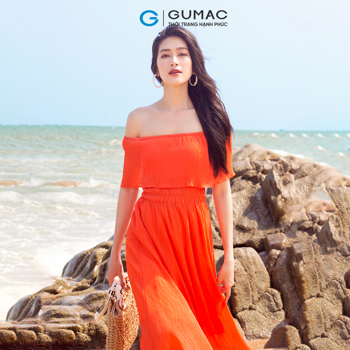 Đầm nữ maxi trễ vai GUMAC DD05031 - DD05090
