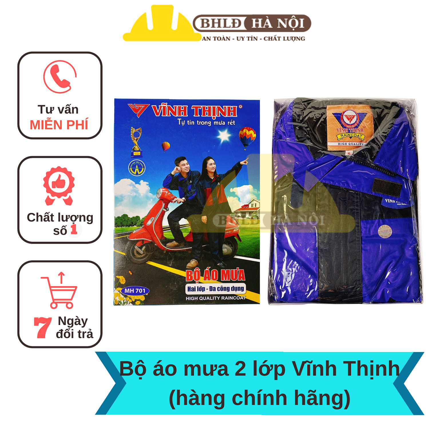 Bộ áo mưa 2 lớp cao cấp Vĩnh Thịnh (hàng chính hãng)