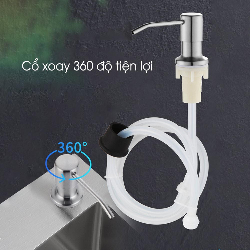 Bộ đầu bơm nước rửa chén, vòi nhấn xà phòng chất liệu inox không gỉ tiện lợi có vòi dẫn ống, vòi dẫn nước rửa chén bộ đầu vòi dẫn bơm hút xịt nước rửa chén dầu rửa bát gắn bồn rửa bát