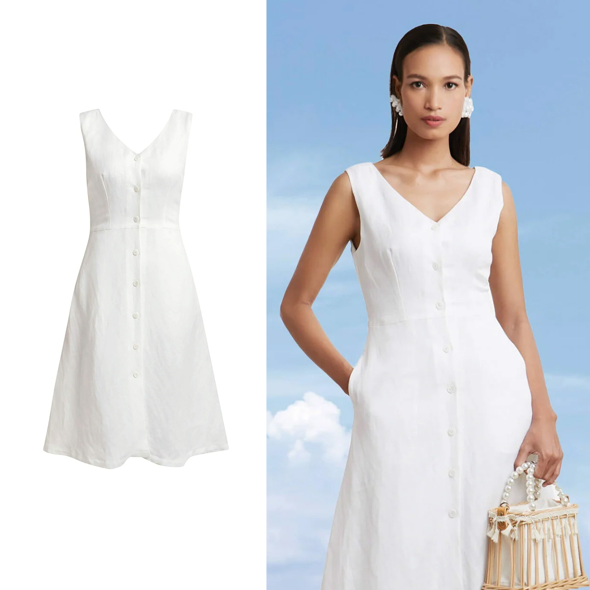 N & M dress fashion office women linen 2103035