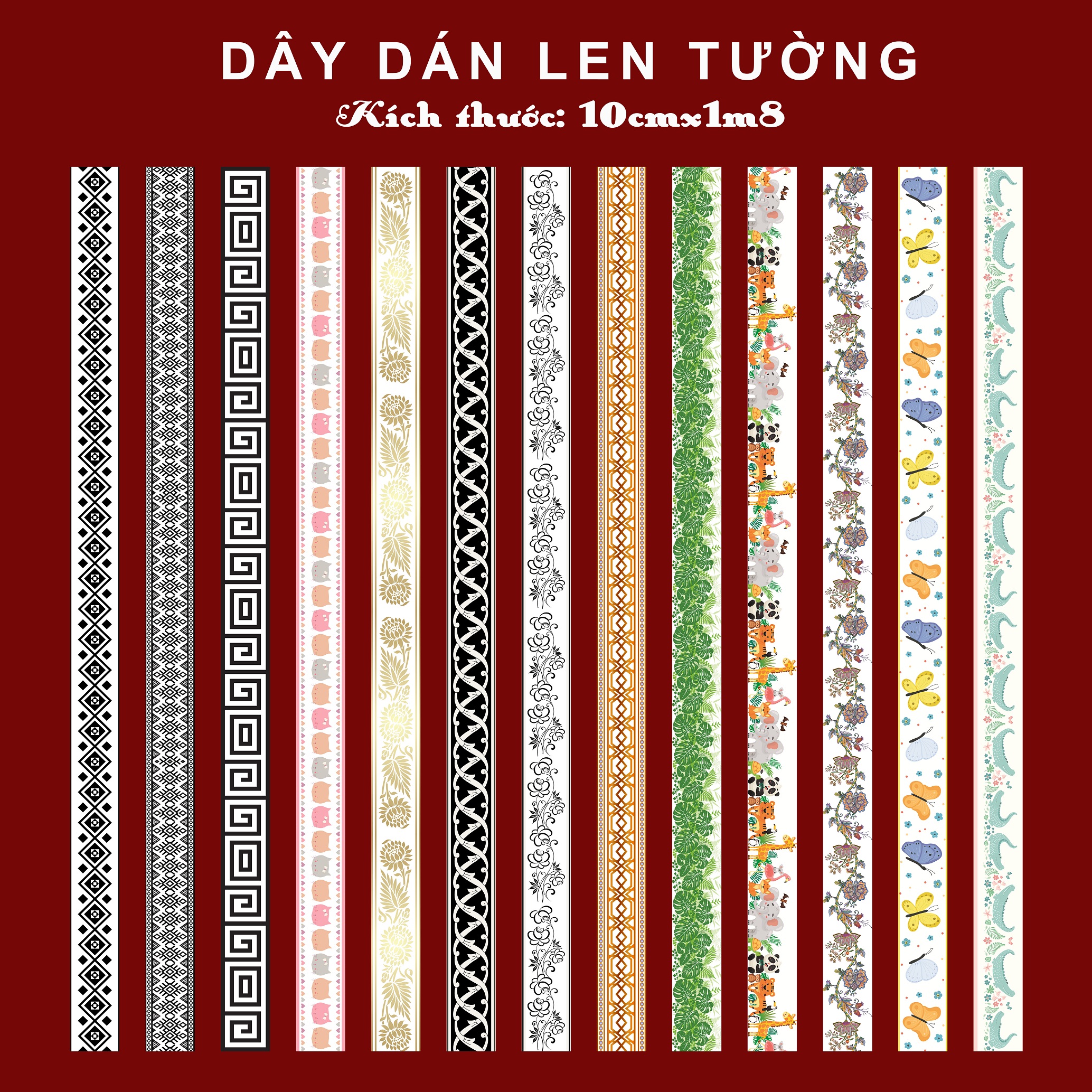 [HCM] Decal dán LEN TƯỜNG KÍCH THƯỚC ( 10x180 )cm - TRANG TRÍ NỘI THẤT