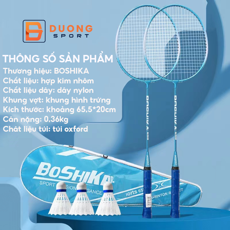 Bộ 2 Cây Vợt Cầu Lông BoShiKa Kèm Túi Đựng + 3 Trái Cầu Lông , Vợt cầu lông Zhibo mẫu mới