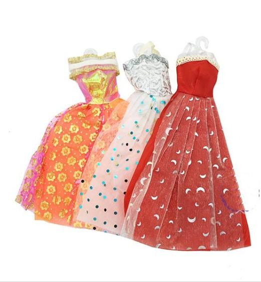 Bộ 3 đầm dạ hội cho búp bê bằng vải giấy