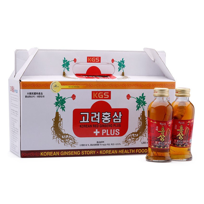 Nước hồng sâm có củ thượng hạng KGS hàn quốc chính hãng hộp 10chai x 120ml