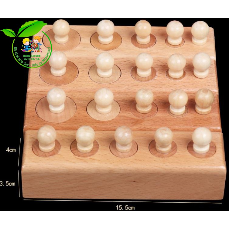 Giáo cụ Montessori - Bộ núm trụ (bản mini dùng tại nhà)