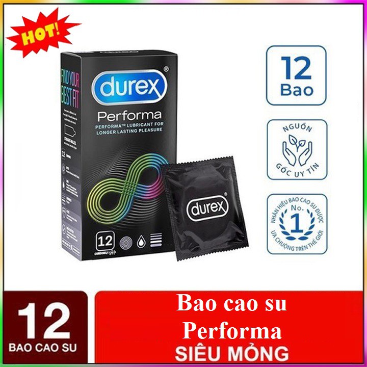 Bao Cao Su Durex Performa Kéo Dài Thời Gian Quan Hệ Hộp 12 Cái