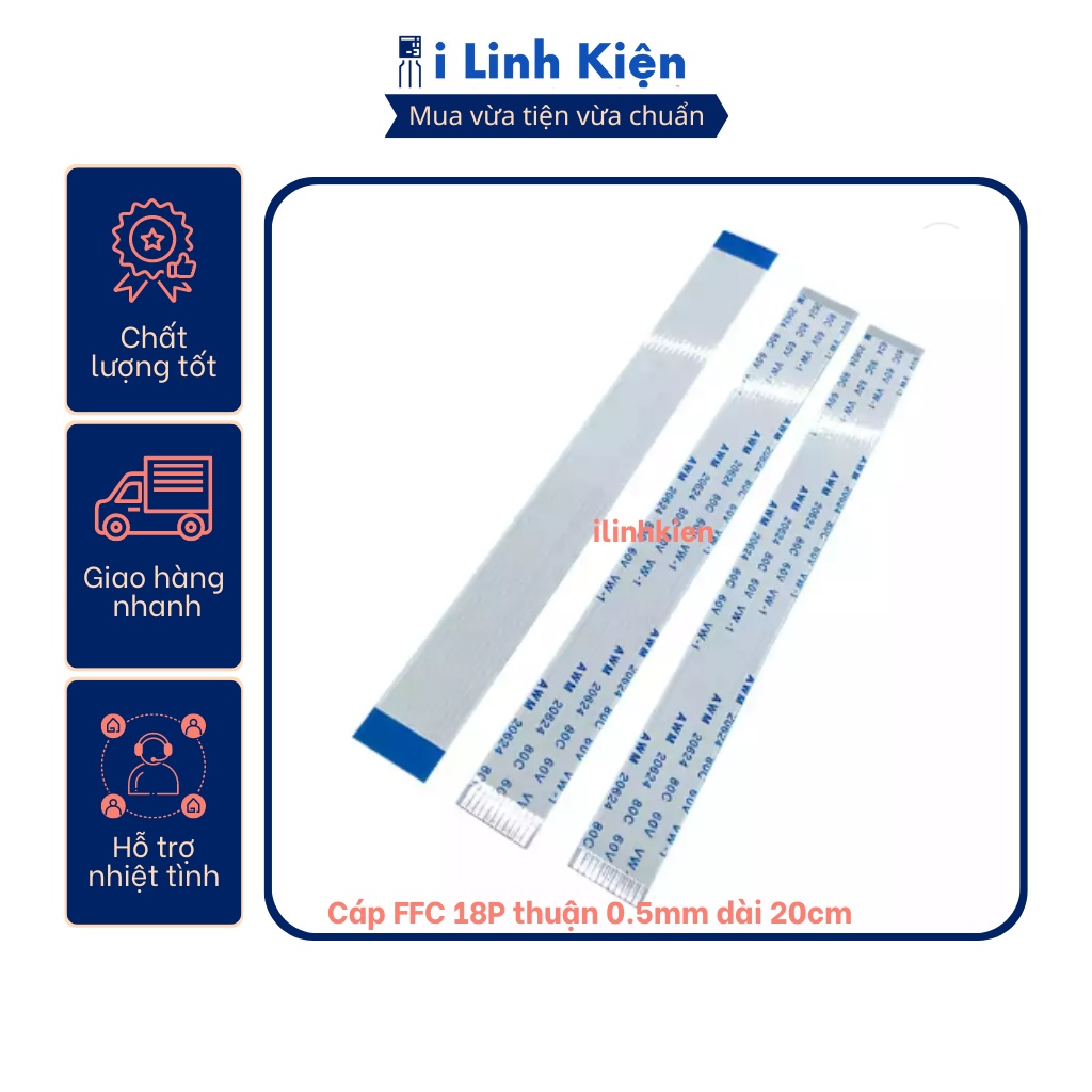 Cáp ffc 18p thuận 0.5mm dài 20cm