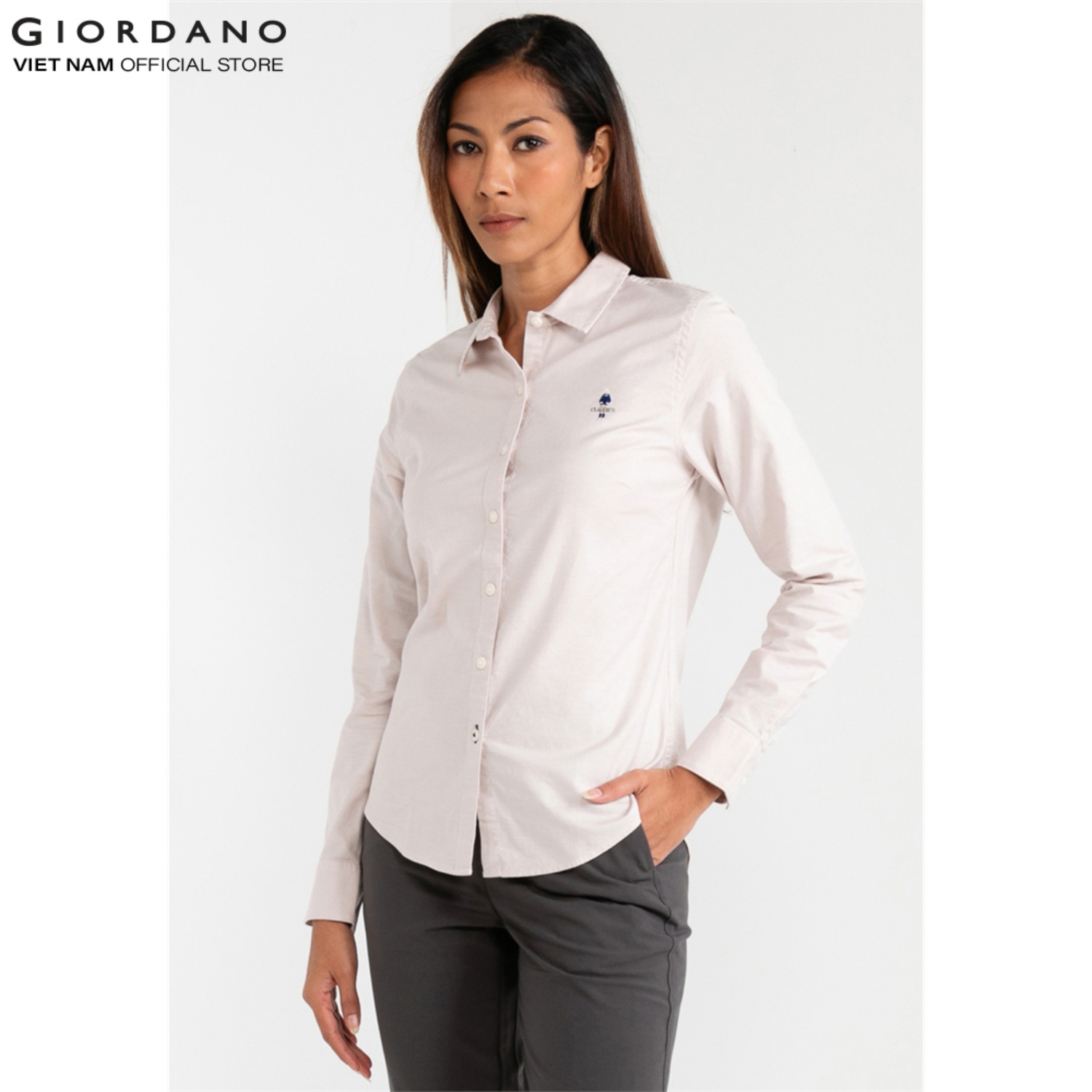 [Special Deal] GIORDANO Áo Sơ Mi Nữ Logo Classics Shirt 05340038