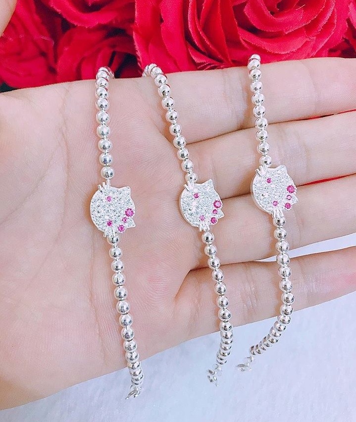 Lắc tay bạc Hello Kitty cho bé