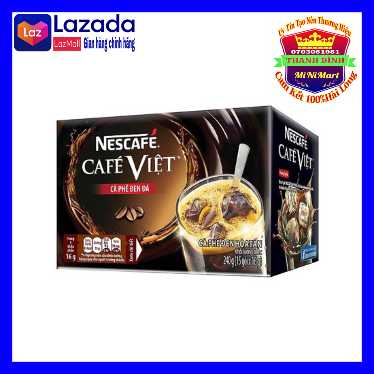 NESCAFE Cafe Việt Cà phê đen đá - Hộp (15gói x 16gr) - cà phê hòa tan