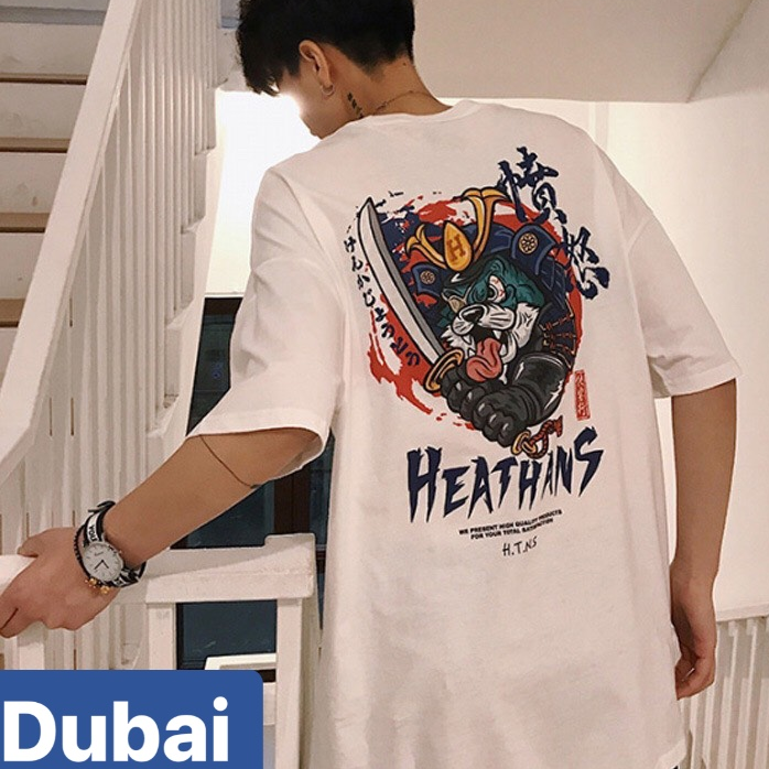 Áo Thun NAM NỮ Mèo Samurai Nhật Bản Form Rộng Hot Trend Mạnh Mẽ Sành Điệu Vải Dày Min 2023 hot hit - Dubai Fashion