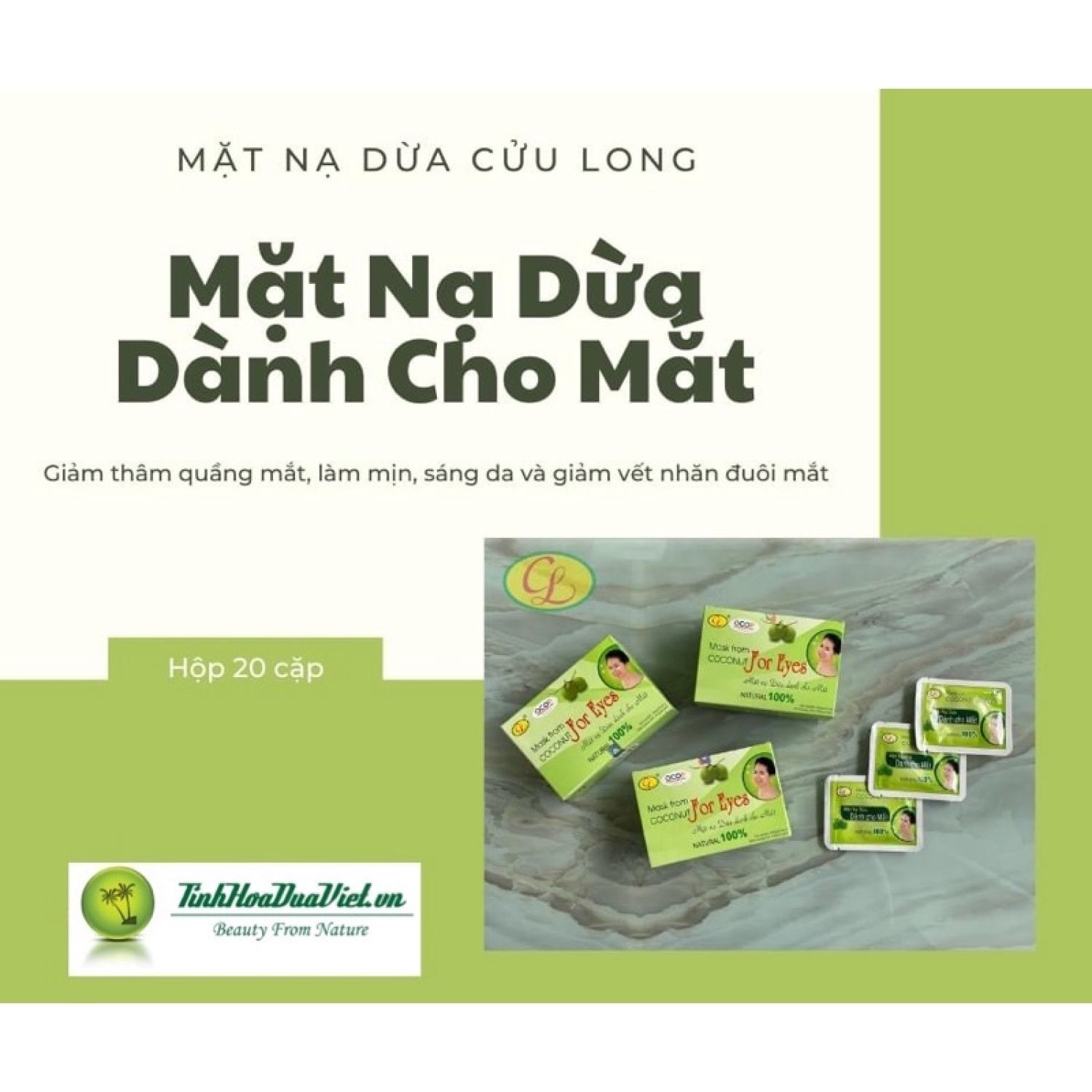 (2026)( 40 Miếng đắp mắt dừa mặt nạ dừa Cửu Long