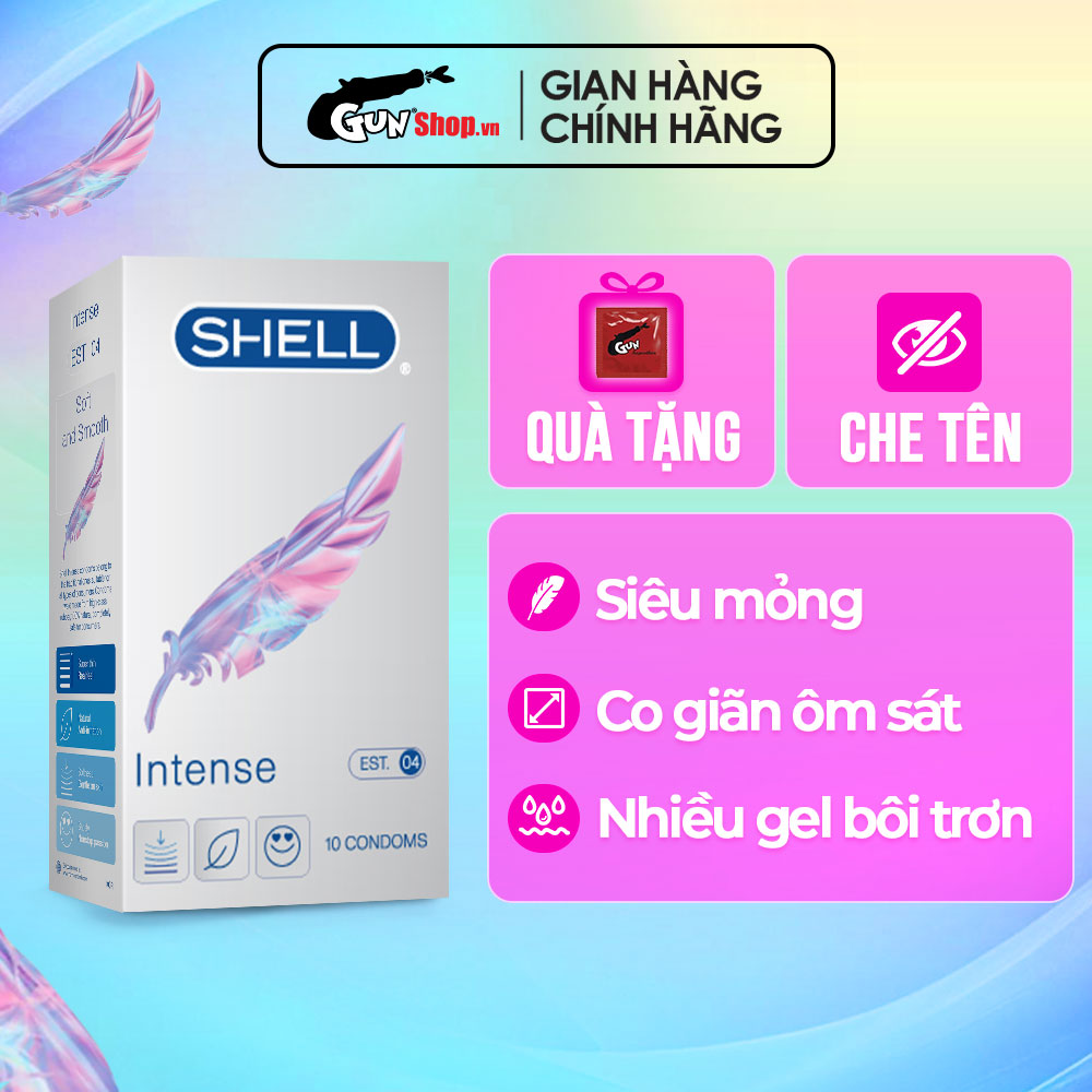 Bao cao su Shell Intense siêu mỏng 0.04mm - Hộp 10 cái | GUNSHOP VIỆT NAM