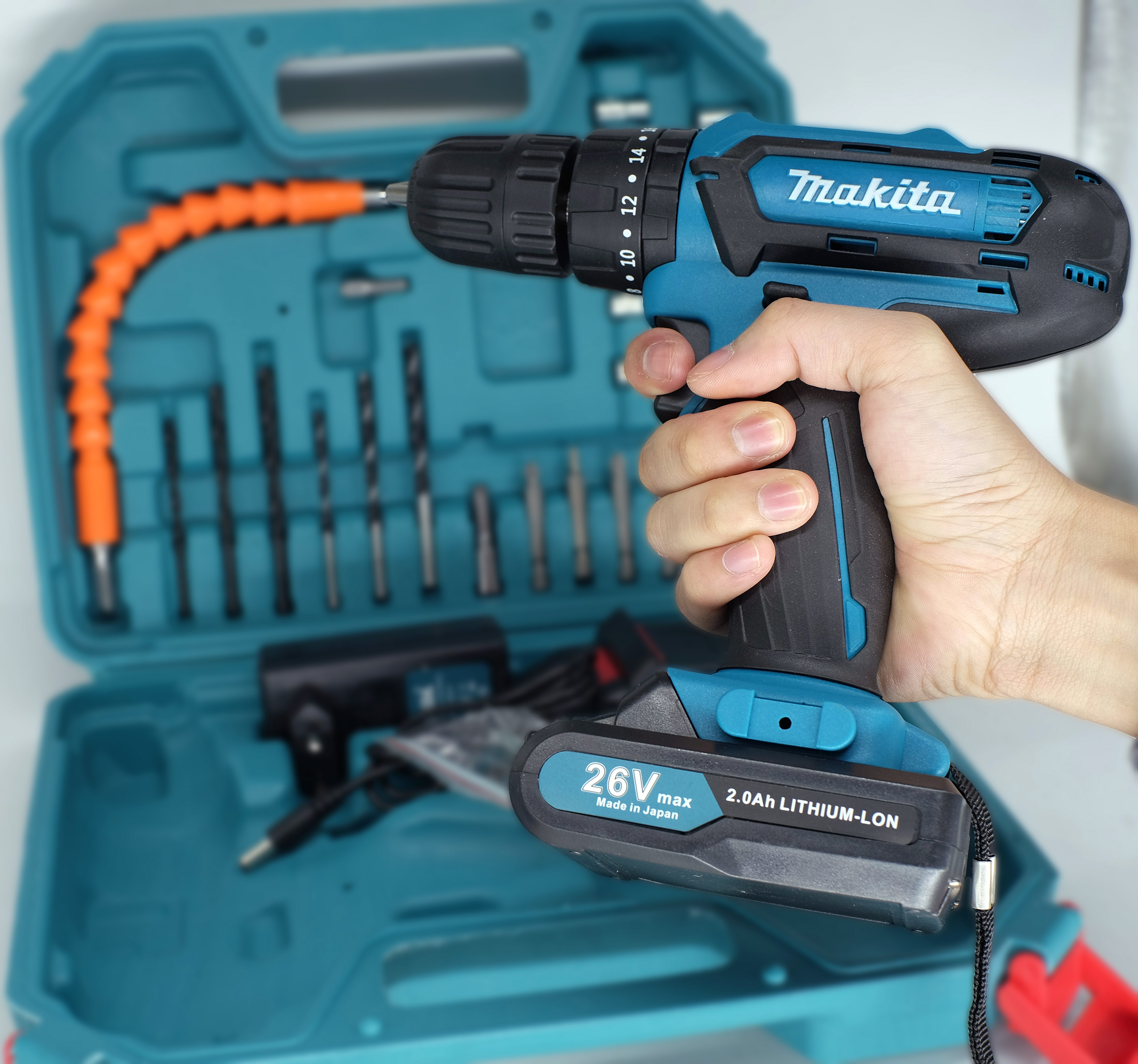 Bộ khoan sạc pin makita fullbox lớn,máy khoan pin makita 24v có búa lõi đồng máy khoan tường makita 24v.
