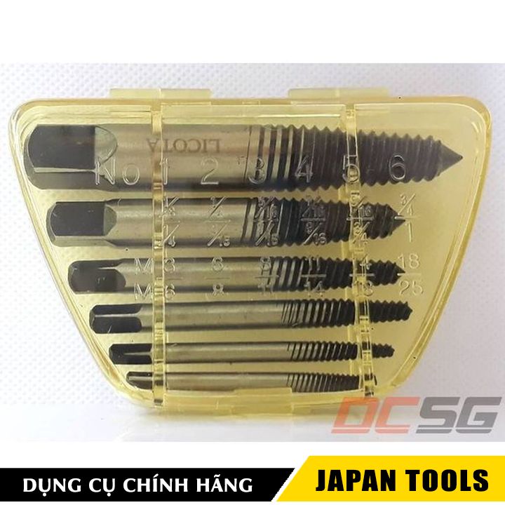 Bộ mở ốc vít gãy, toét đầu 6 cây licota tap-50004 | japan tools