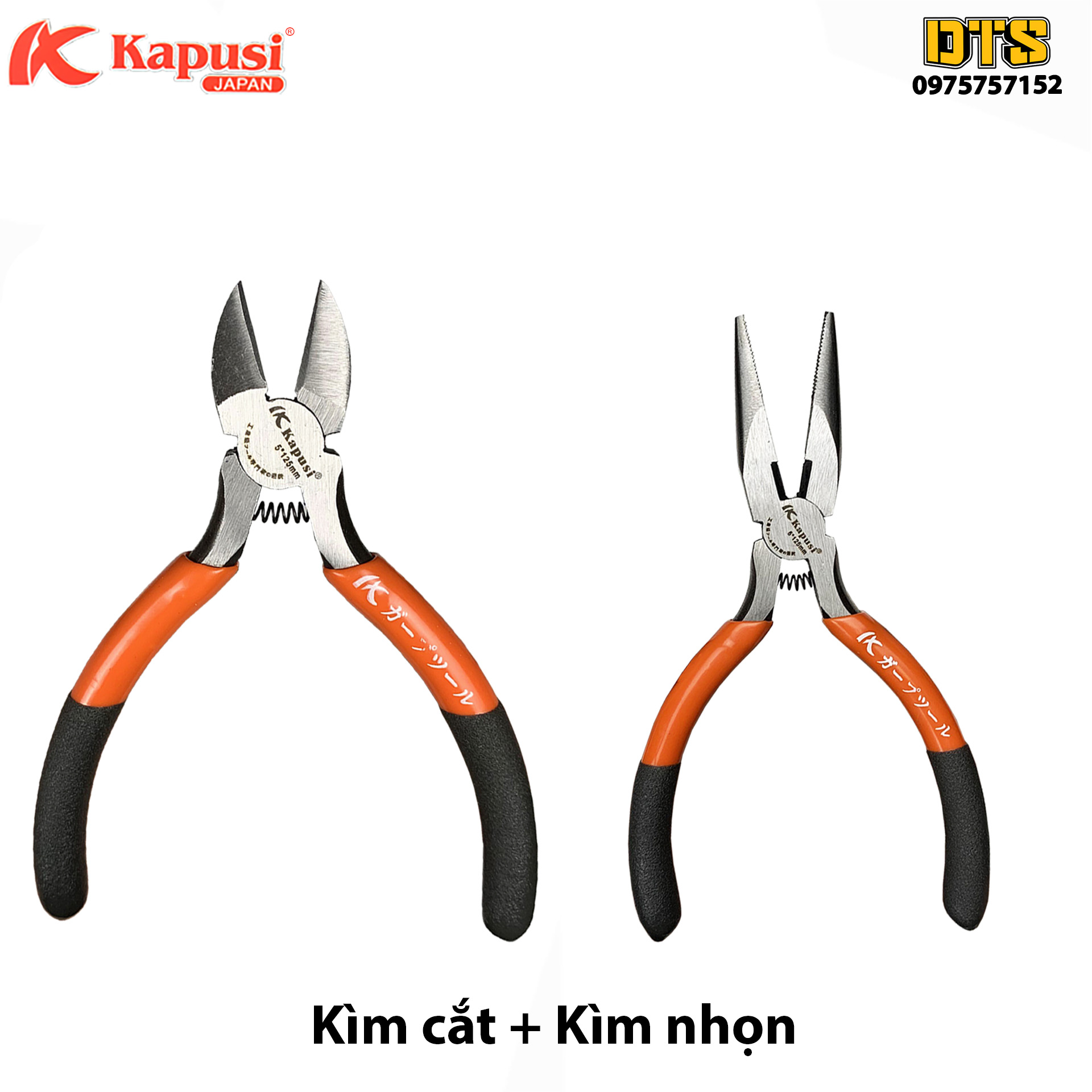 Bộ 2 kìm cắt - kìm nhọn mini Kapusi JAPAN 5 inch - 125mm