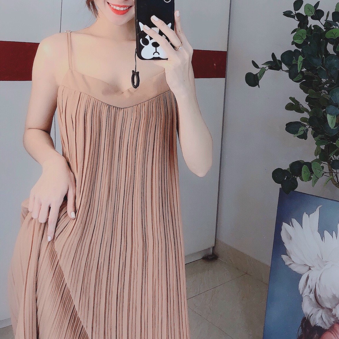Đầm maxi dập ly 2 dây