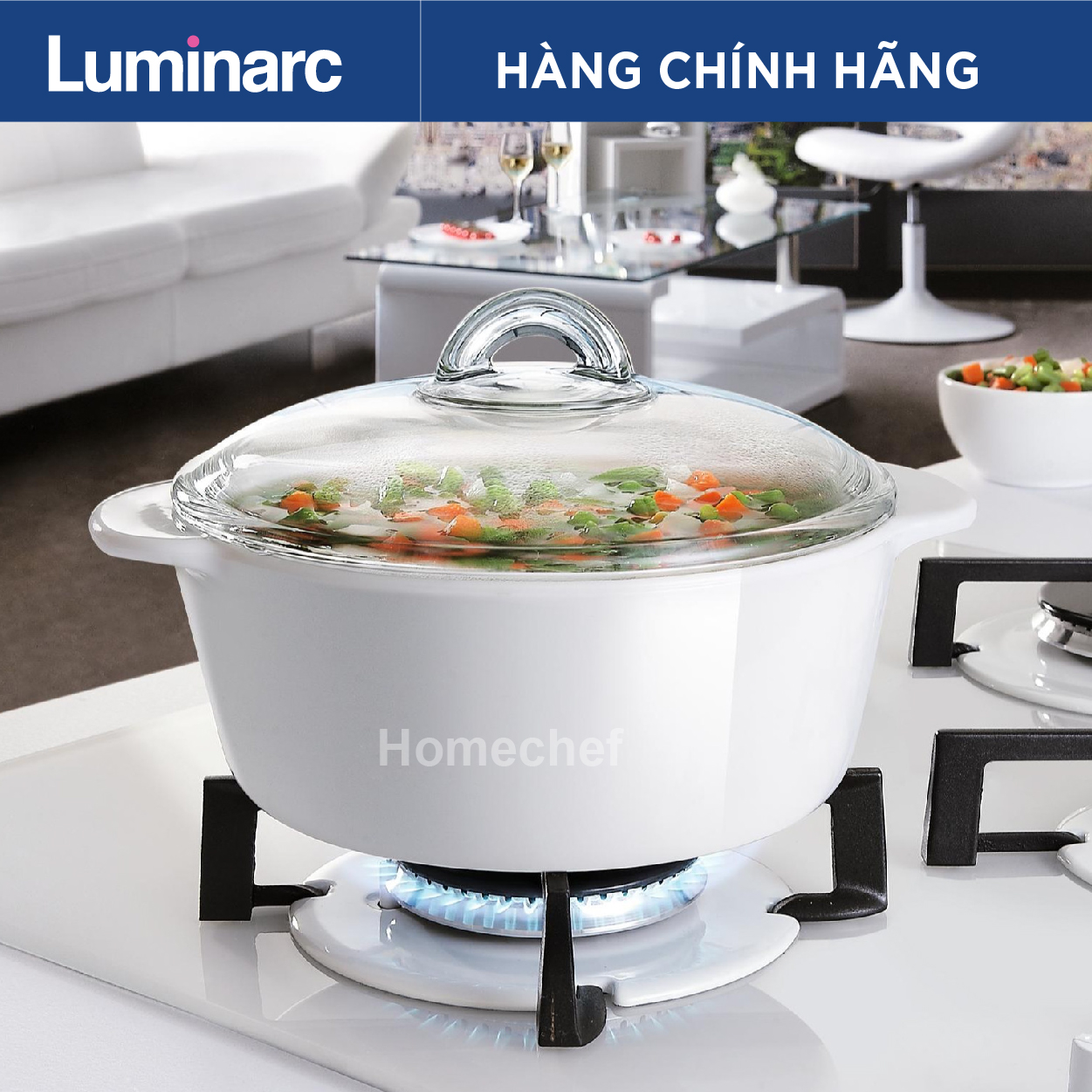Nồi thủy tinh Luminarc Vitroline 2L dùng bếp ga, hồng ngoại, sản xuất tại Pháp, bảo hành 10 năm - C6318