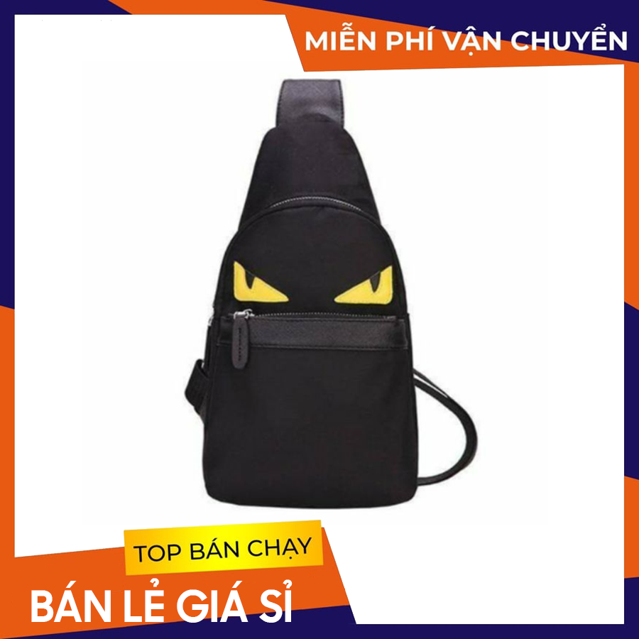 Túi Đeo Chéo, Túi Bao Tử Unisex  - Đen 2 Mắt