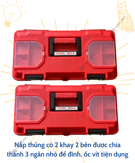 Thùng đồ nghề đỏ đa năng Liwin (14'' – 350mm; 17'' – 430mm; 19'' – 450mm)