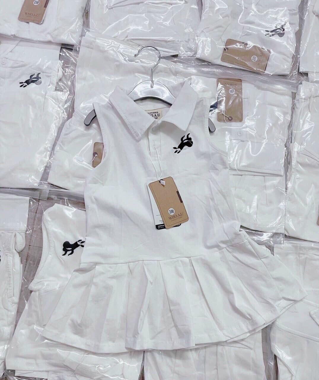 Váy polo trắng cho bé gái