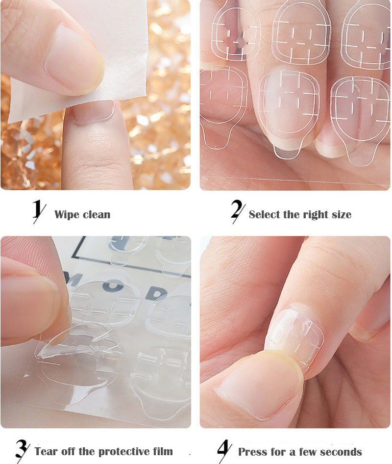Silicone Double Sided Nail Glue-24 Nail Tips, 6 sizes