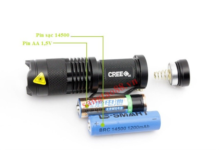 Đèn pin mini Cree Q5 ( đã có pin và sạc )